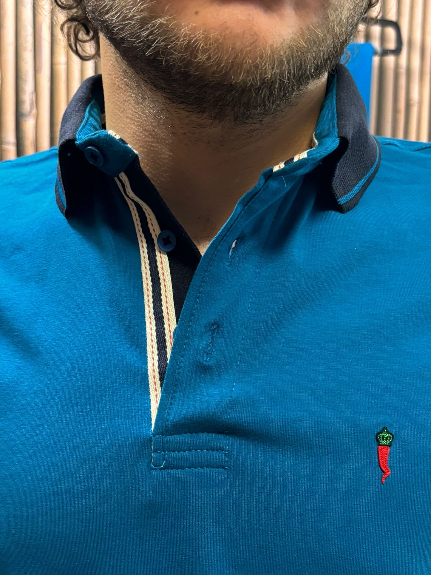 Polo manica lunga in caldo cotone |Ottanio