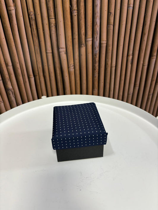 Cravatta con gemelli e pochette da taschino |Blu pois bianchi
