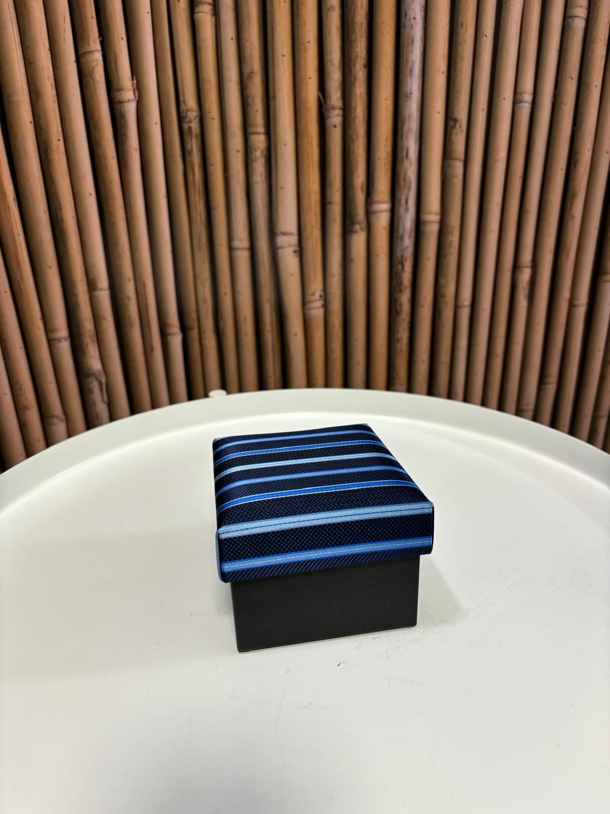 Cravatta con gemelli e pochette da taschino |Blu