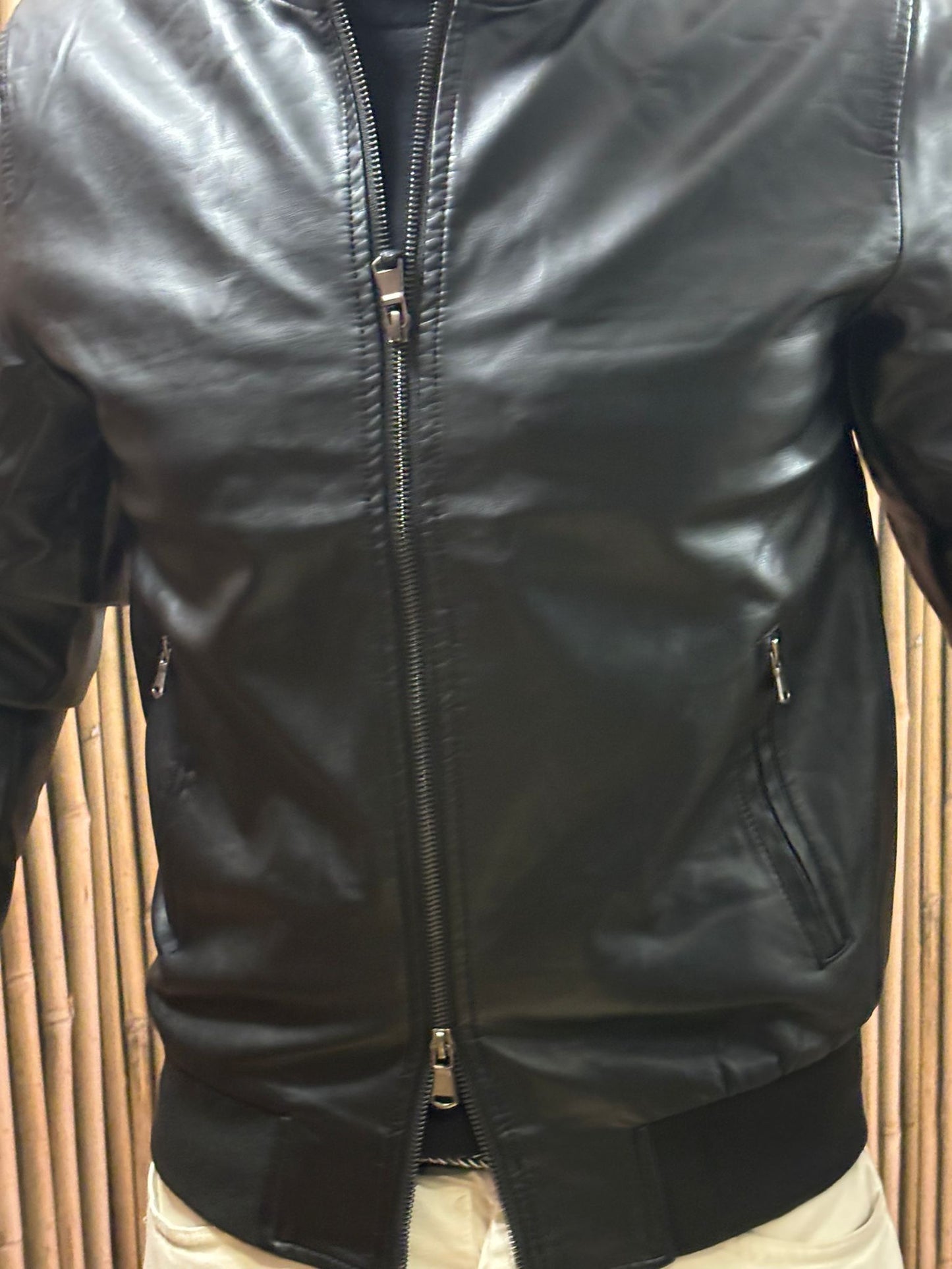 Giubotto ecopelle Nero trapuntato leggero