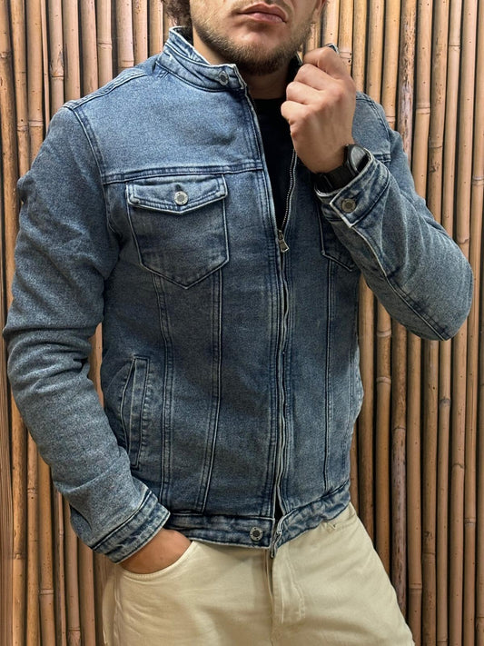 Giubbotto jeans con pelliccia