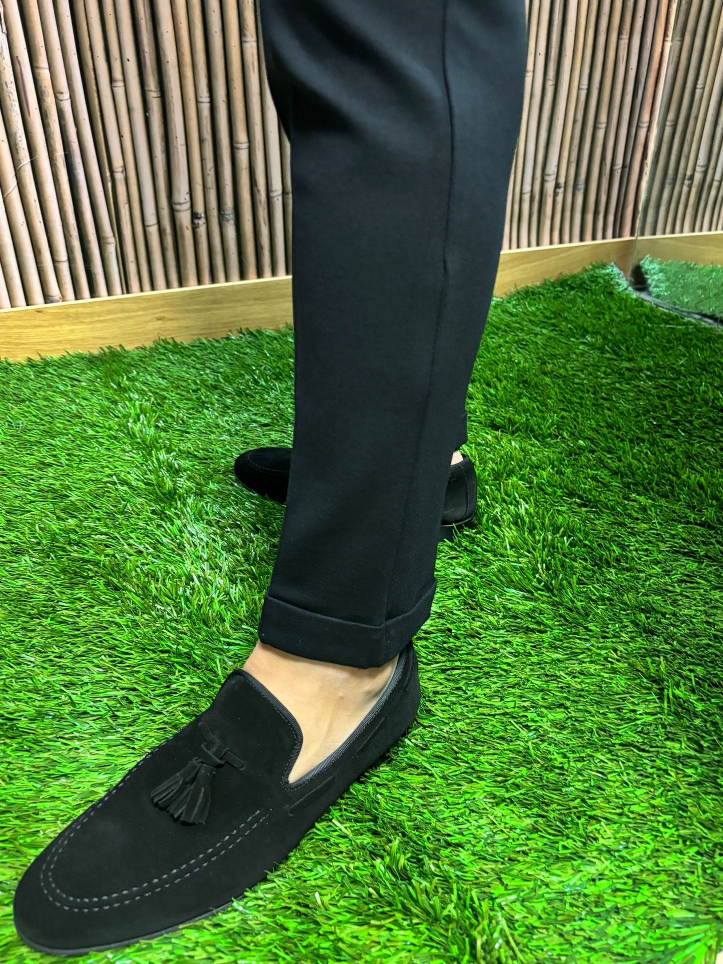 Pantaloni modello Pantalaccio elasticizzato in Punto Milano