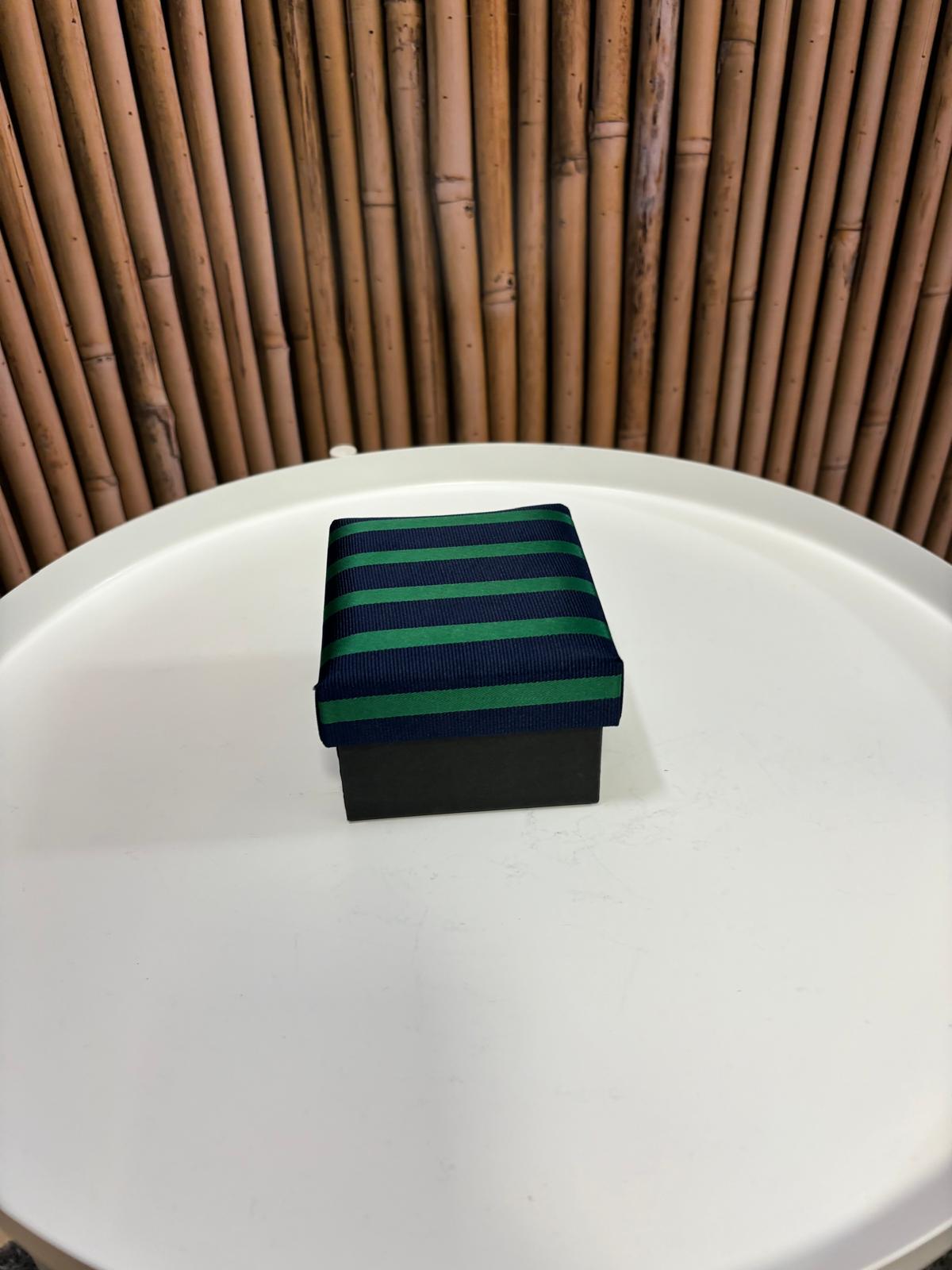 Cravatta con gemelli e pochette da taschino |Verde Blu