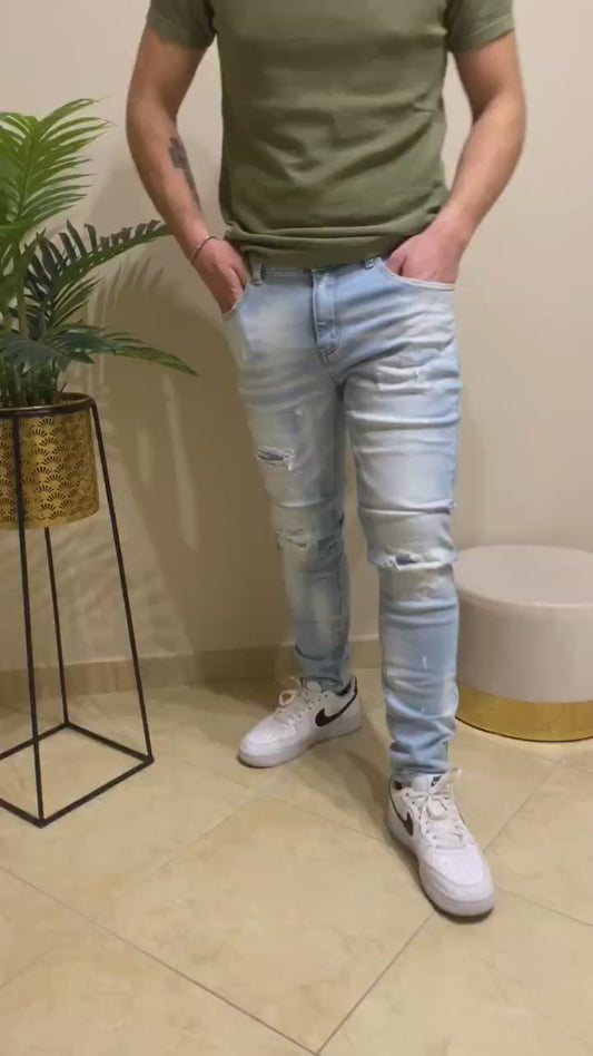 Jeans Skinny lavaggio chiaro elasticizzato